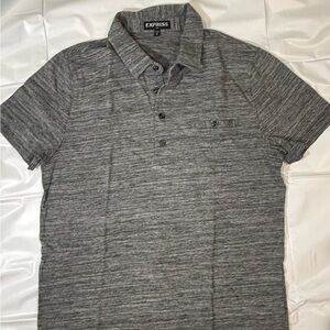 Express Short sleeve Polo shirt Grey heater/Melange Size M Casual with pocket